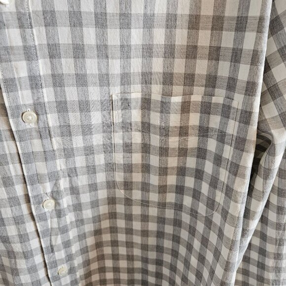 J. Crew Mens Size XL Slim Fit Stretch Organic Cotton Gray White Gingham Check - Picture 3 of 7